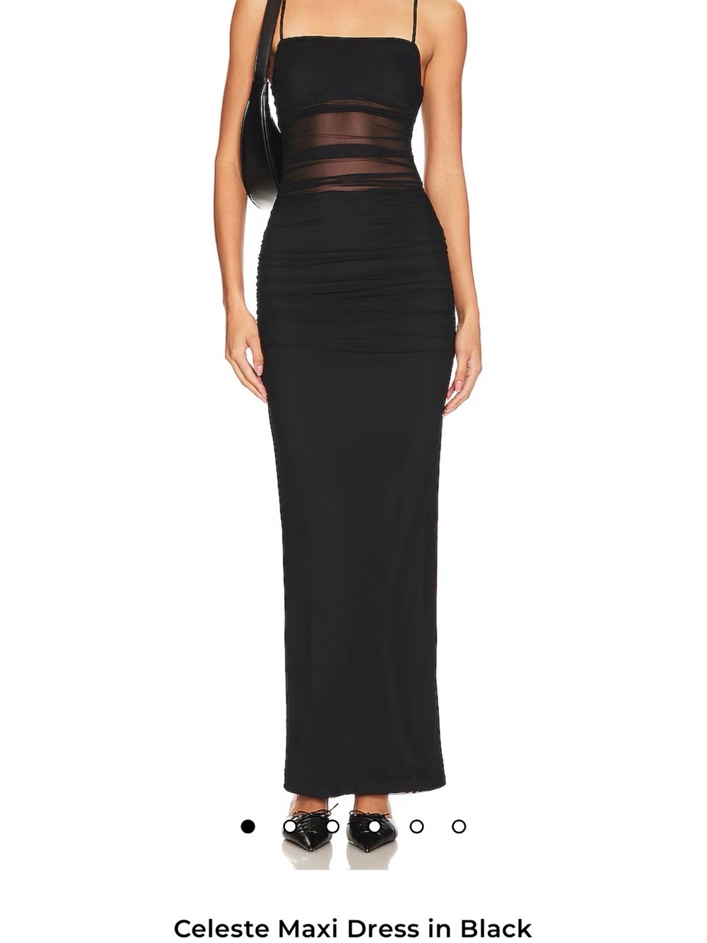 Superdown Celeste Black Ruched Maxi bodycon Dress